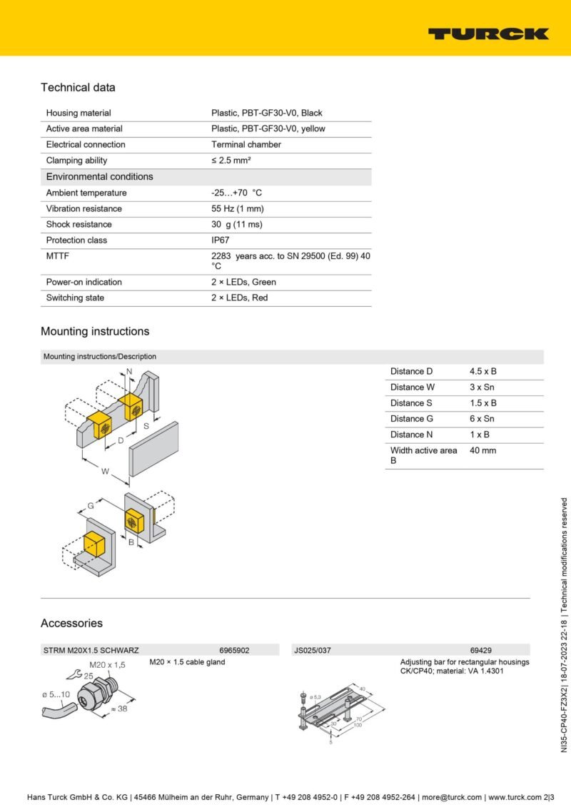 Sensor Inductivo Turck Ni35-cp40-fz3x2 - Image 4